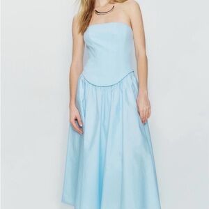 Chic Strapless Light Blue Dress
